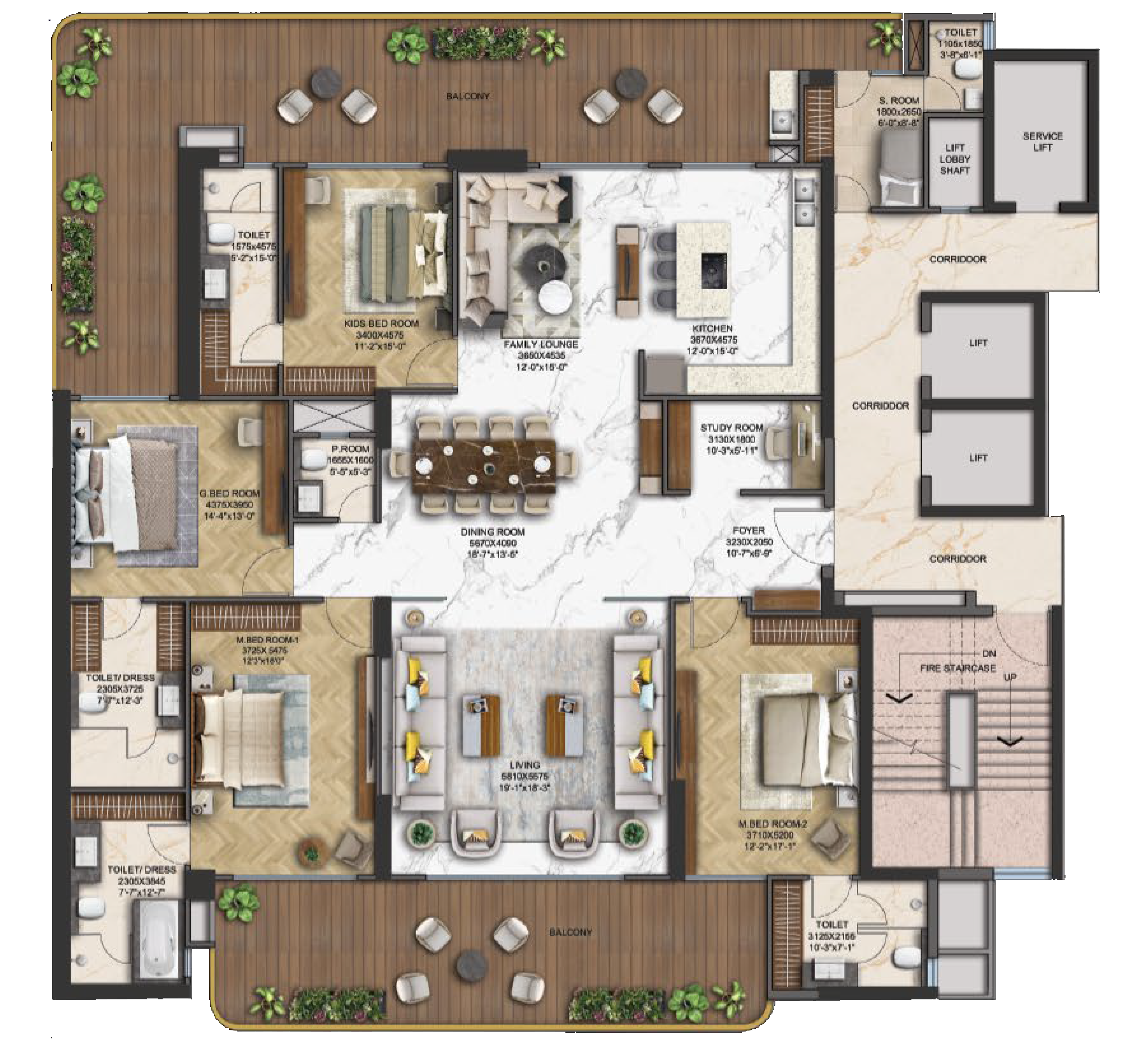 ACE Mahagun Medalleo 4 BHK Floor Plan